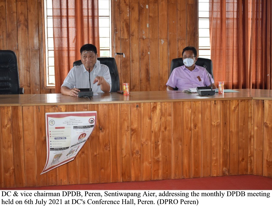DC Peren Sentiwapang Aier, NCS addressing the Peren DPDB meeting held at DC's Conference Hall, Peren on July 6. (DIPR Photo) 
